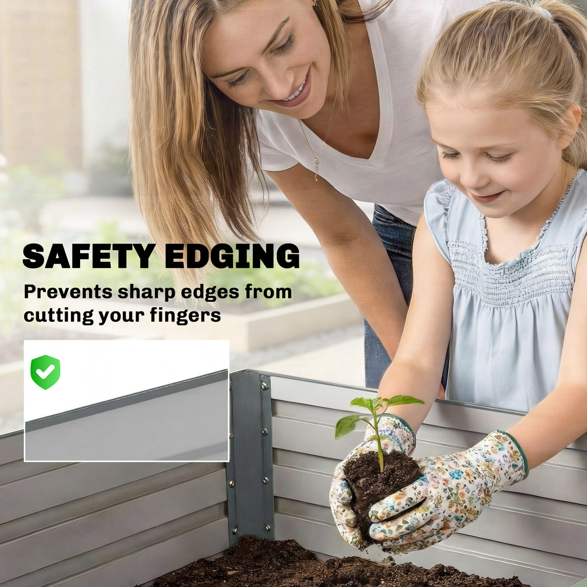 8' x 4' x 2' Raised Garden Bed, Galvanized Planter Box for Growing Flowers, Herbs and Vegetables, Light Grey