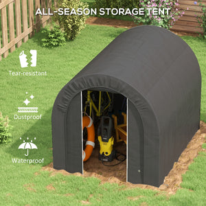 5' x 8' Outdoor Storage Shed, Heavy Duty Galvanized Steel Portable Shed for Bike, Motorcycle, Garden Tools – view 24