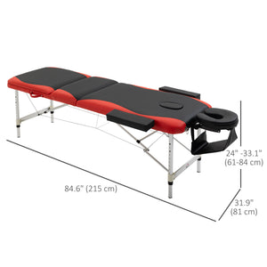 85" 3 Section Foldable Massage Table Professional Salon SPA Facial Couch Bed (Black/Orange)