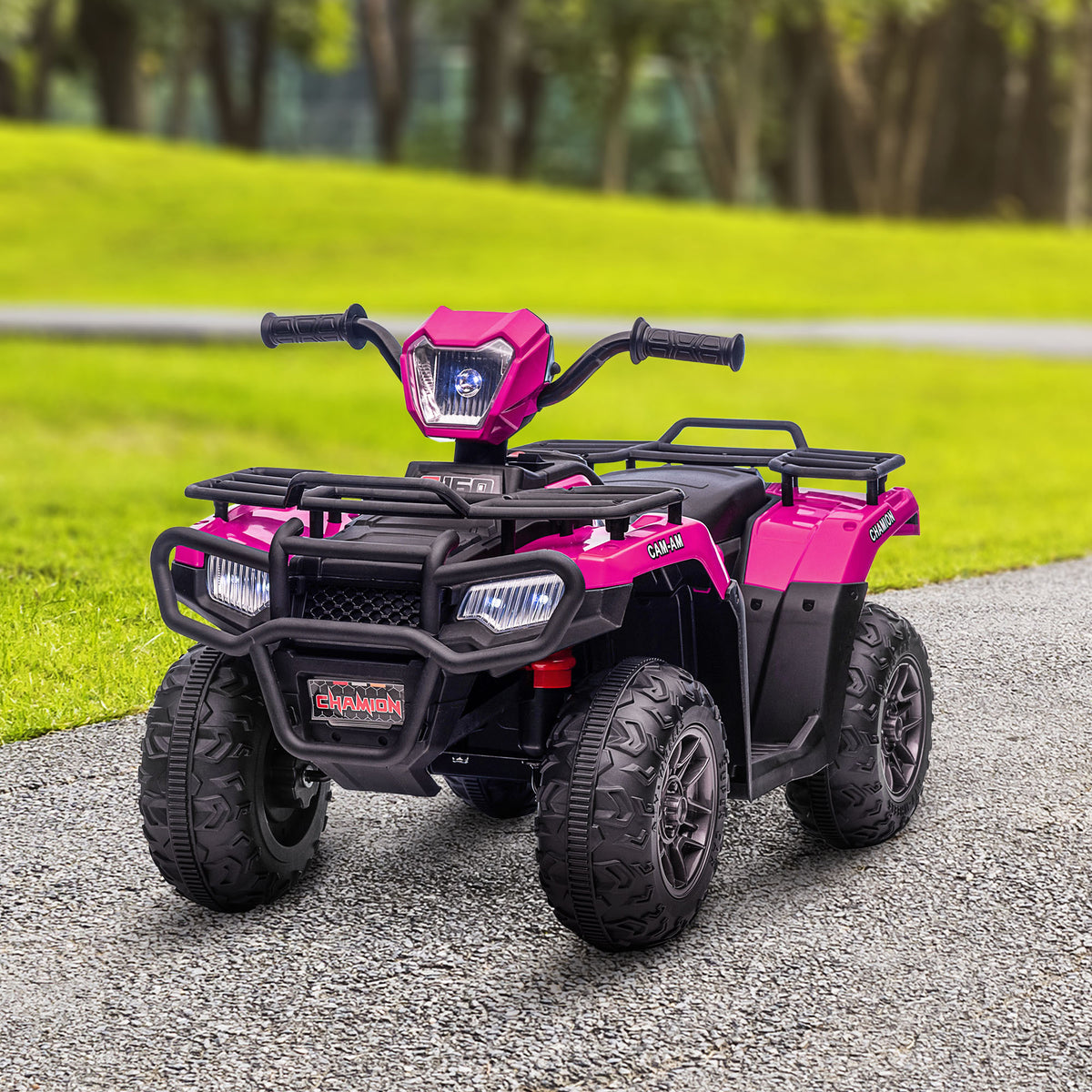 Aosom 12V Kids ATV Quad, 4 Wheeler Battery Powered Electric Vehicle with Music MP3, Headlights, High Low Speed, Treaded Tires, for Boys and Girls Ages 37-60 Months