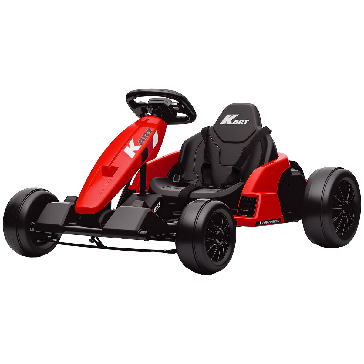 Qaba 24V Electric Go Kart with Dual 150W Motors, Adjustable Seat & 11.2MPH High Speed, Slow Start, 5-Point Harness