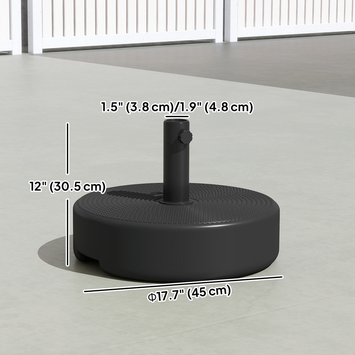 Patio Umbrella Base 33 lbs Water or 42 lbs Sand Filled, Outdoor Umbrella Stand for 1.5"/1.9" Poles Black