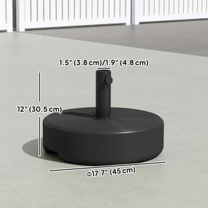 Patio Umbrella Base 33 lbs Water or 42 lbs Sand Filled, Outdoor Umbrella Stand for 1.5"/1.9" Poles Black