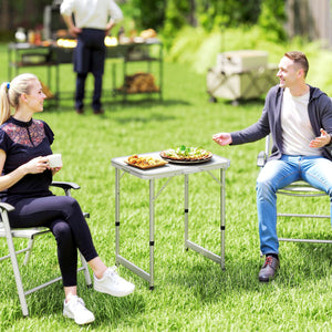 Folding Adjustable Patio Picnic Table Portable Camping Dining Lunch Table Aluminum Frame Silver