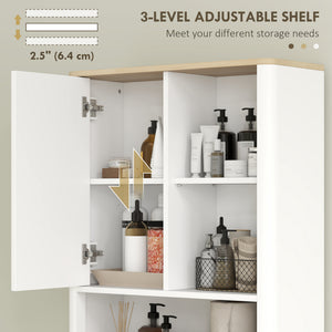 Over The Toilet Storage Cabinet, Bathroom Space Saver Cabinet with Adjustable Shelf, Bathroom Organizer, White