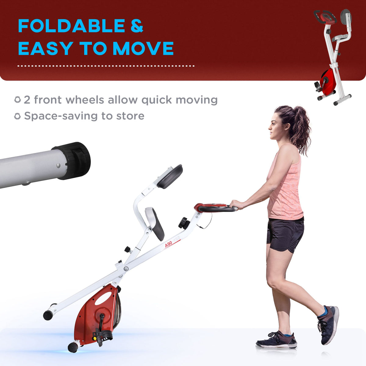 Soozier Foldable Indoor Stationary Bike with 8 Levels of Magnetic Resistance, Exercise Bike for Cardio Workout