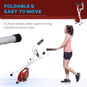 Soozier Foldable Indoor Stationary Bike with 8 Levels of Magnetic Resistance, Exercise Bike for Cardio Workout