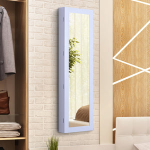 Mirror Jewellery Cabinet Armoire with Full Length Mirror, Wall Mounted Jewellery Organizer, White