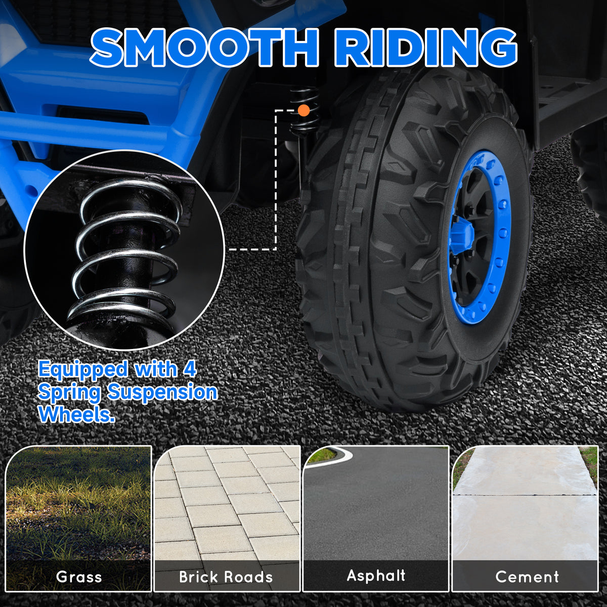 Qaba Kids ATV, 12V Battery Powered Electric Ride on Toy w/ Spring Suspension, Storage Basket, High & Low Speed