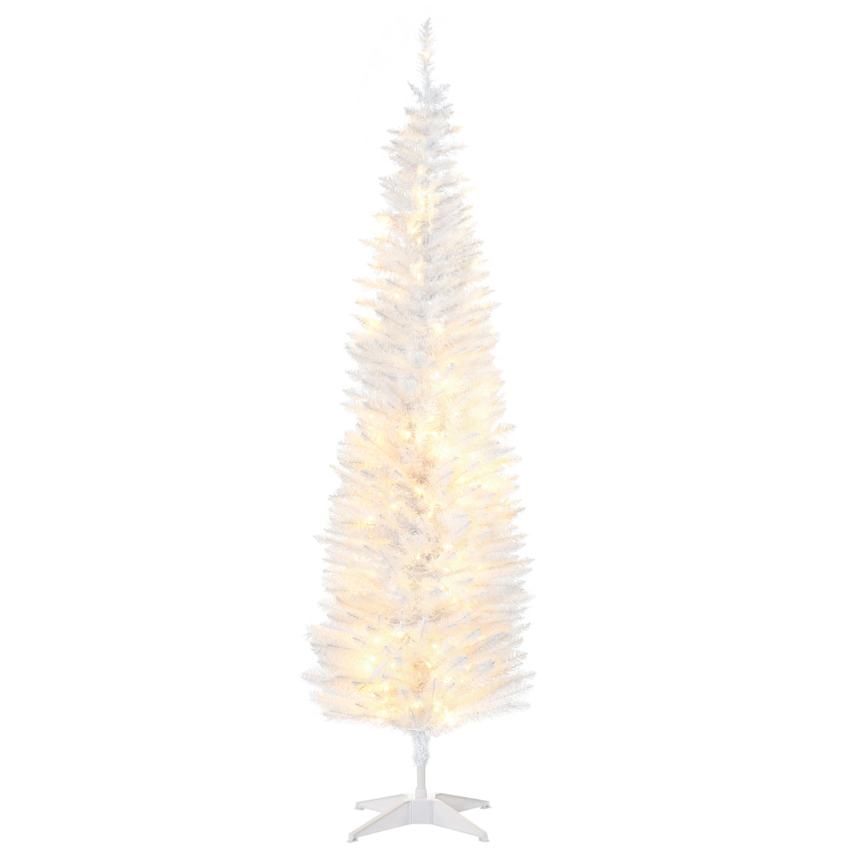 6' Pre Lit Artificial Pencil Christmas Trees, Xmas Tree with Realistic Branches and Warm White LED Lights – view 22