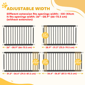 26"-37" Dog Gate, Adjustable Pet Gate, Fits 10" Tall with 2 Extension – view 32
