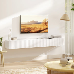 71" Floating TV Stand for TVs up to 72 Inch, Wall Mount Media Console with 2 Fluted Flip-Down Doors – view 13