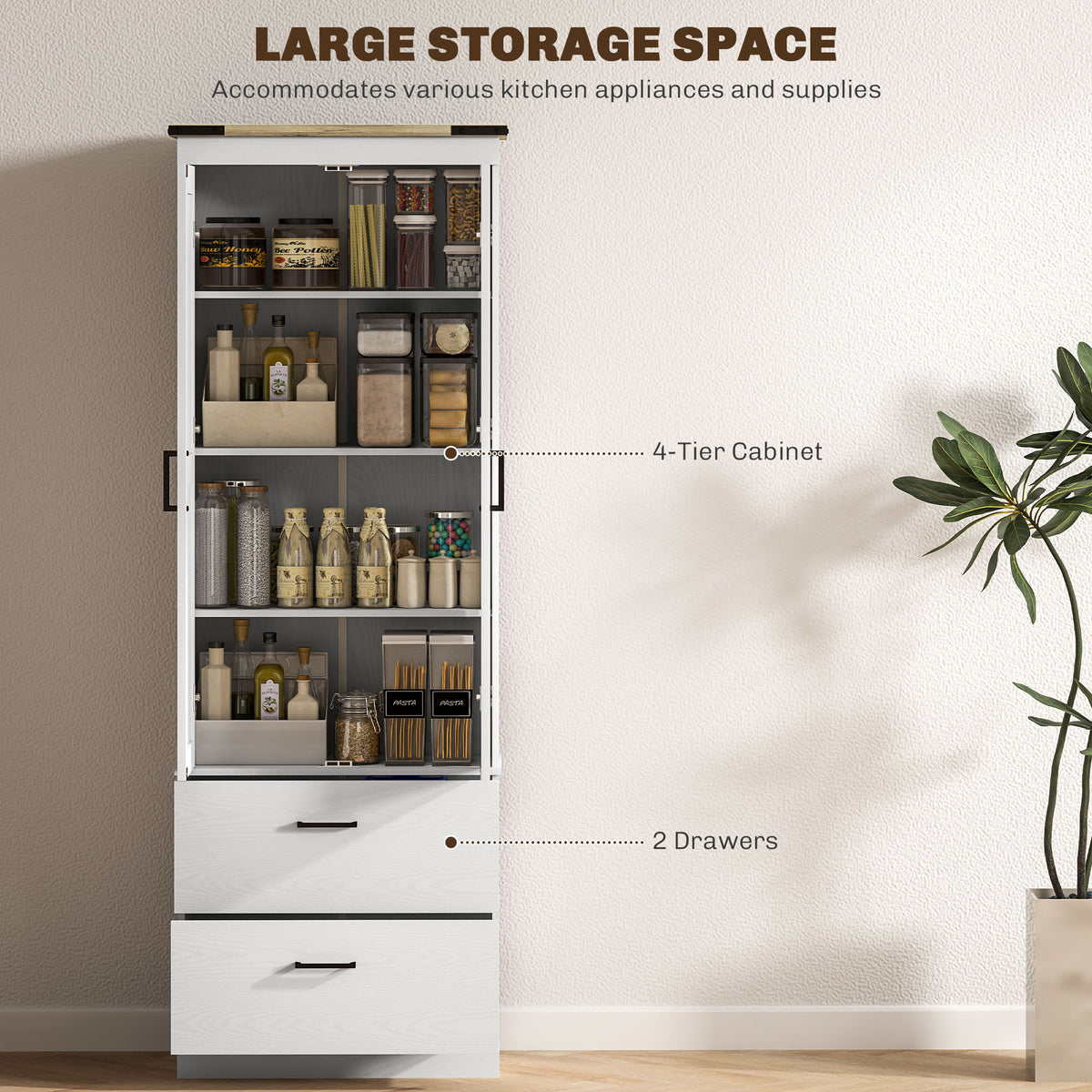 67" Tall Kitchen Pantry Storage Cabinet, Kitchen Pantry Cabinet with Doors, Drawers and Adjustable Shelves – view 17