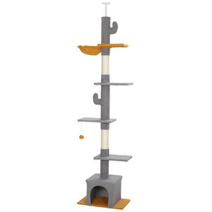 Floor to Ceiling Cat TreeTower with 90.5"-108" Adjustable Height, Scratching Posts, Hammock, Condo – view 15