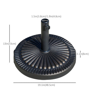 Round Umbrella Base Φ19.1", 31.5 lbs Resin Stand with Decorative Design for Poles 1.5"/1.9", Bronze