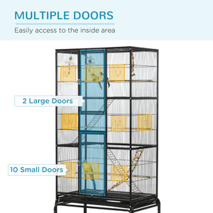 71" Bird Cage with Wheels Perches, Ramp, Storage Shelf, Toys for Canaries, Finches, Cockatiels, Parakeets – view 3