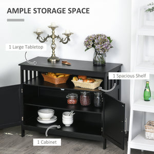 Kitchen Sideboard, Buffet Cabinet, Wooden Storage Console Table with 2-Level Cabinet and Open Shelf, Black – view 3
