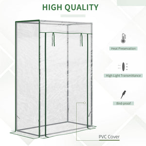 40"L x 20"W x 59"H Walk-in Garden Greenhouse with Steel Frame Outdoor Hot House Tomato Plant Warm House w/ Roll up Door, Plastic Cover, Clear