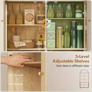 Arched Kitchen Pantry Cabinet, 71" Tall Farmhouse Kitchen Storage Cabinet with Acrylic Glass Doors, Oak – view 5