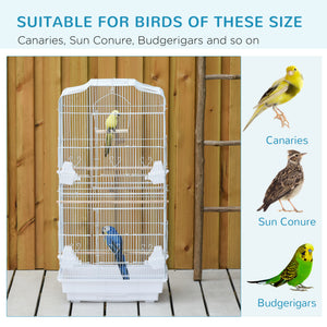 36" Bird Cage, Macaw Play House, Cockatoo, Parrot, Finch Flight Cage, 2 Doors, Perch 4 Feeder Pet Supplies, White