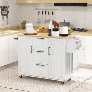 Rolling Kitchen Cart on Wheels with Drop Leaf, Kitchen Island with 3 Drawers – view 7