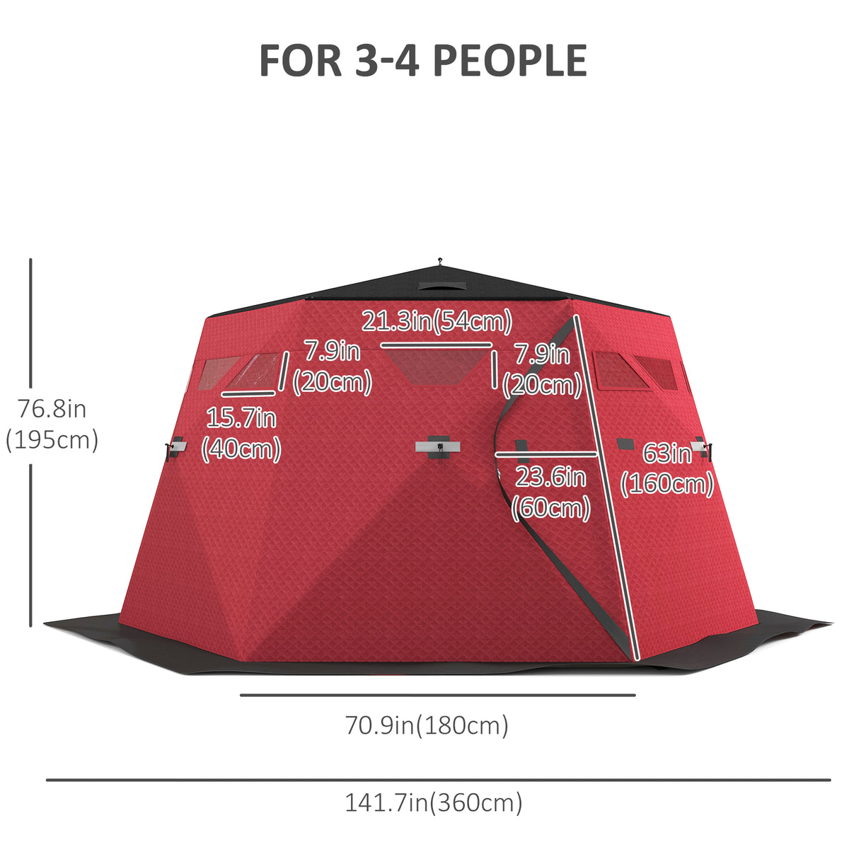 4 Person Insulated Ice Fishing Shelter, Pop-Up Portable Ice Fishing Tent with Carry Bag and Two Doors for – view 16
