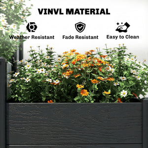 Vinyl Raised Garden Bed Kit, 3-Tier Elevated Garden Box with Open Bottom, DIY Assembly, Grey Wood Effect