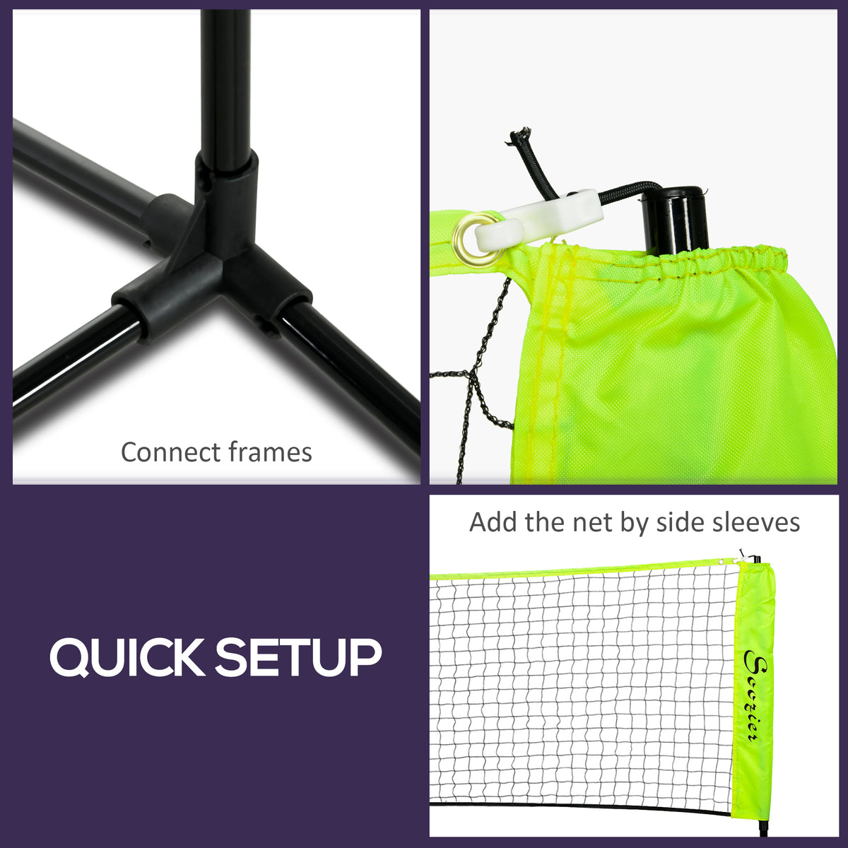 Soozier 10ft Badminton Net, Height Adjustable Outdoor Sports Net with Carry Bag, for Tennis, Pickleball and Volleyball