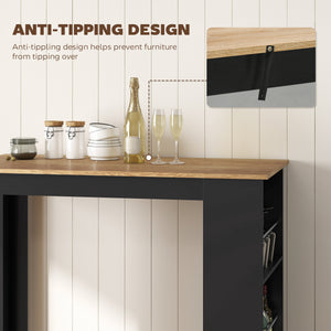 Bar Table Counter Height Dining Table with 3 Storage Shelves for Kitchen, Dining Room, Living Room, Natural