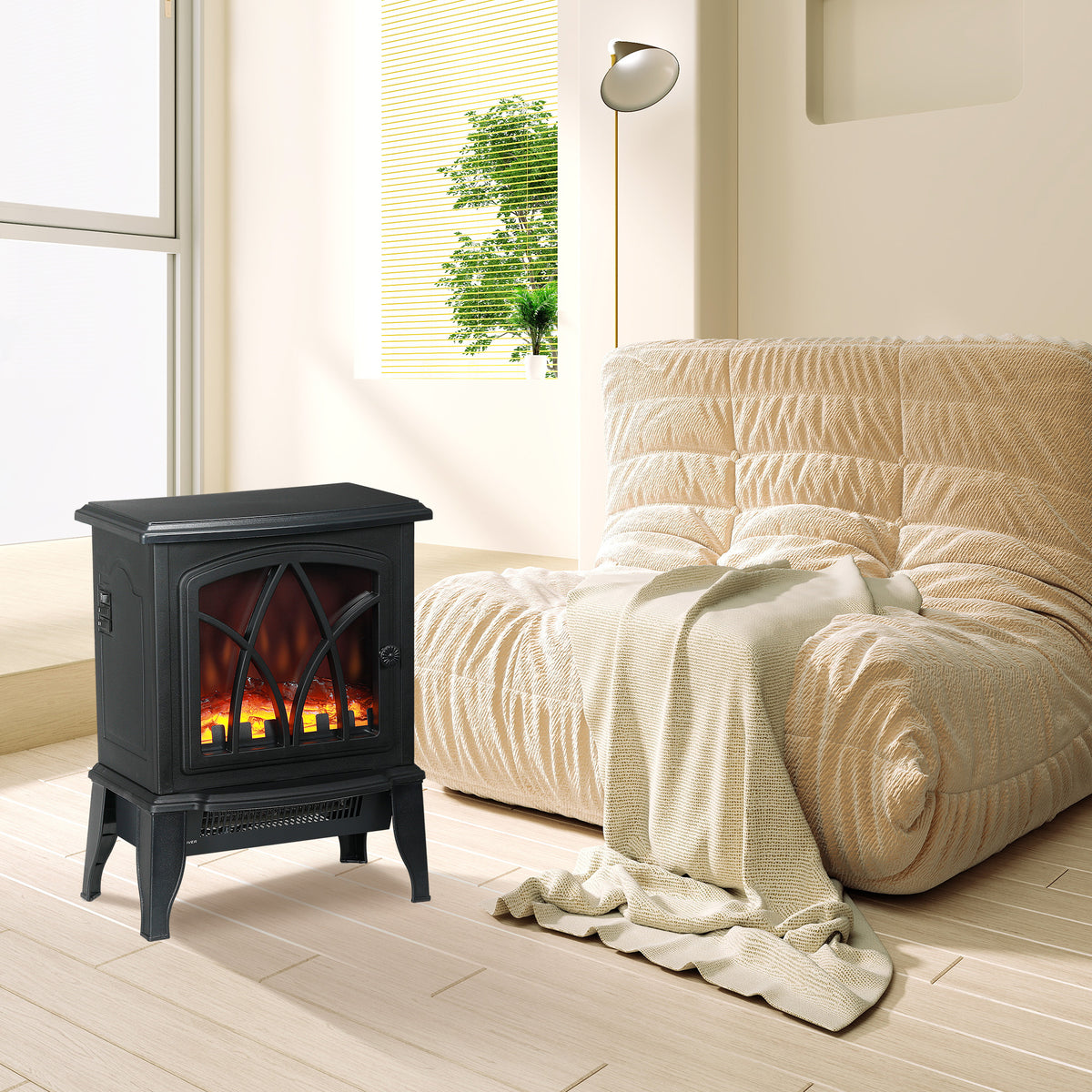 Electric Fireplace Heater, Freestanding Fireplace Stove with Realistic Flame and Overheat Protection – view 7