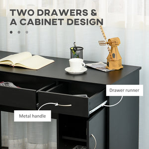 Computer Desk and Bookcase Set, Study Table with Adjustable Shelf, Bookshelf with Open Compartments and Cabinet, Black