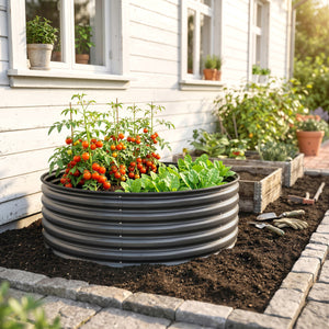 Galvanized Raised Flower Bed, 3 x 3 x 1.5 ft Outdoor Metal Raised Bed with Safety Edging and Gloves – view 14