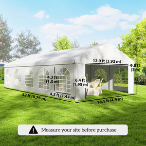 16'x32' Heavy Duty Large Party Tent & Carport with Removable Sidewalls, Portable Garage Canopy Tent, White – view 2