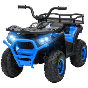 Qaba Kids ATV, 12V Battery Powered Electric Ride on Toy w/ Spring Suspension, Storage Basket, High & Low Speed