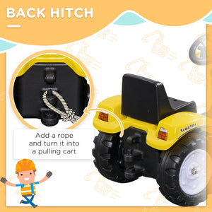 Aosom Ride on Tractor for Kids, Pedal Construction Car with Front Loader Digger for 3 Years Old, Yellow