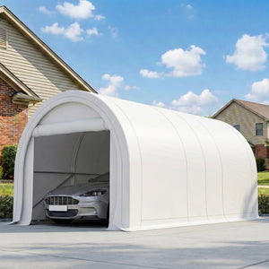 10' x 16' Heavy Duty Portable Carport Tent with Zippered Door, PE Cover for Car, Boat, Motorcycle, Bike – view 21