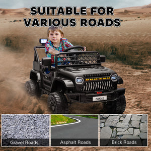 Qaba 12V Ride on Truck, Electric Car for Kids with Remote Control, Suspension, 3 Speeds, USB Music Headlights