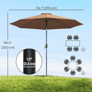 10' x 8' Round Market Umbrella, Patio Umbrella with Crank Handle and Tilt, Outdoor Parasol for Garden, Blue – view 9