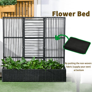 Raised Garden Bed with Lattice Trellis, Rattan Outdoor Planter with Storage for Garden, Patio, Balcony – view 6