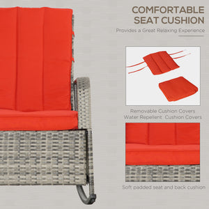 Outdoor Wicker Rocking Chair with Cushion, Patio PE Rattan Recliner Chair with Adjustable Footrest – view 19
