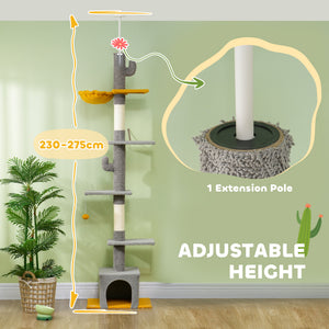 Floor to Ceiling Cat TreeTower with 90.5"-108" Adjustable Height, Scratching Posts, Hammock, Condo – view 17