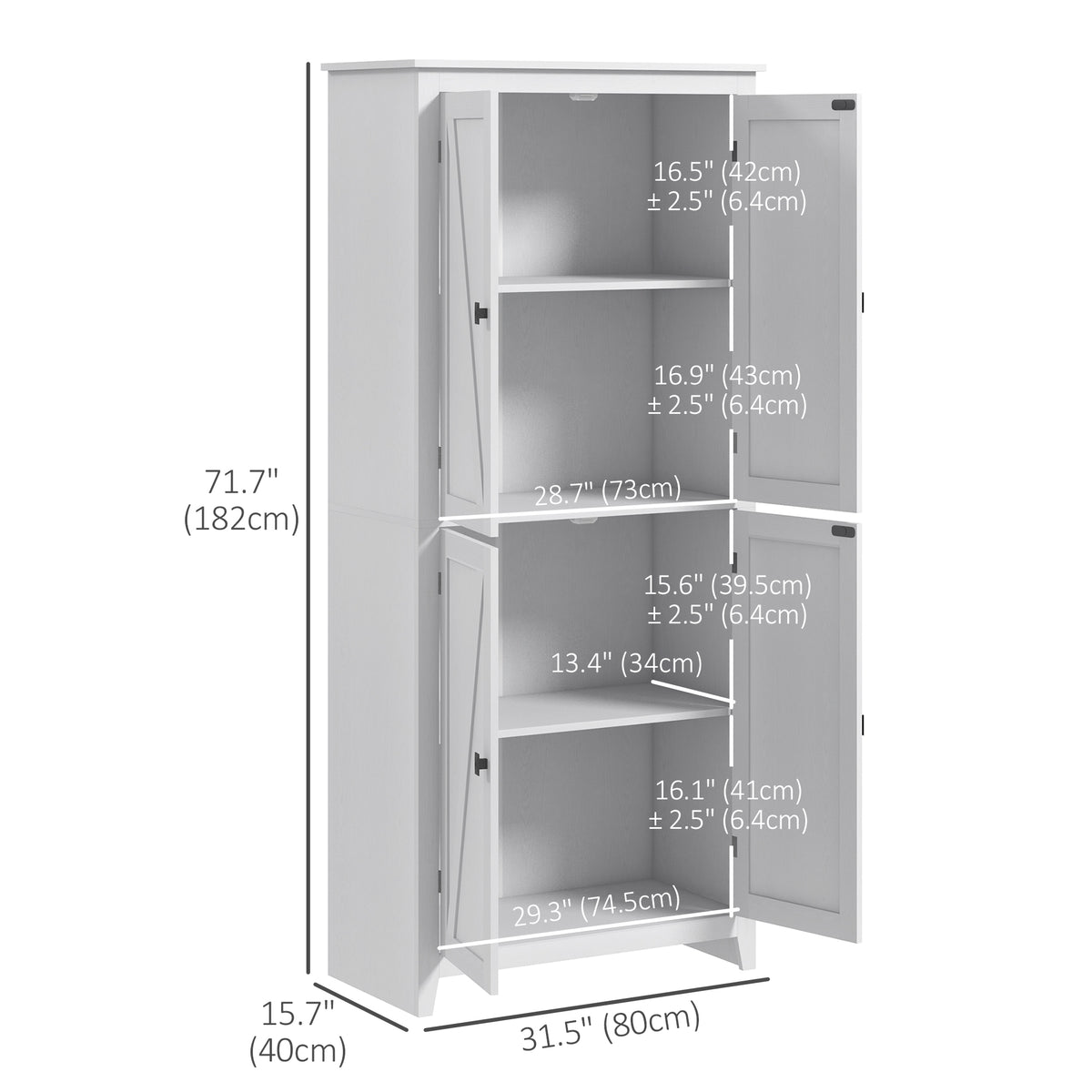 72" Freestanding Storage Cabinet, Kitchen Pantry Cabinet with Doors and Shelves for Dining Room, Natural – view 30