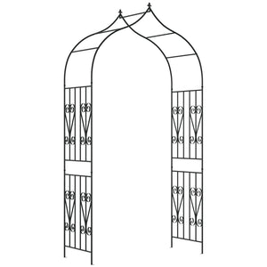 8.7FT Garden Arch Trellis, Outdoor Wedding Arbor for Ceremony with Scrollwork Design for Climbing Roses, Vines and Plants