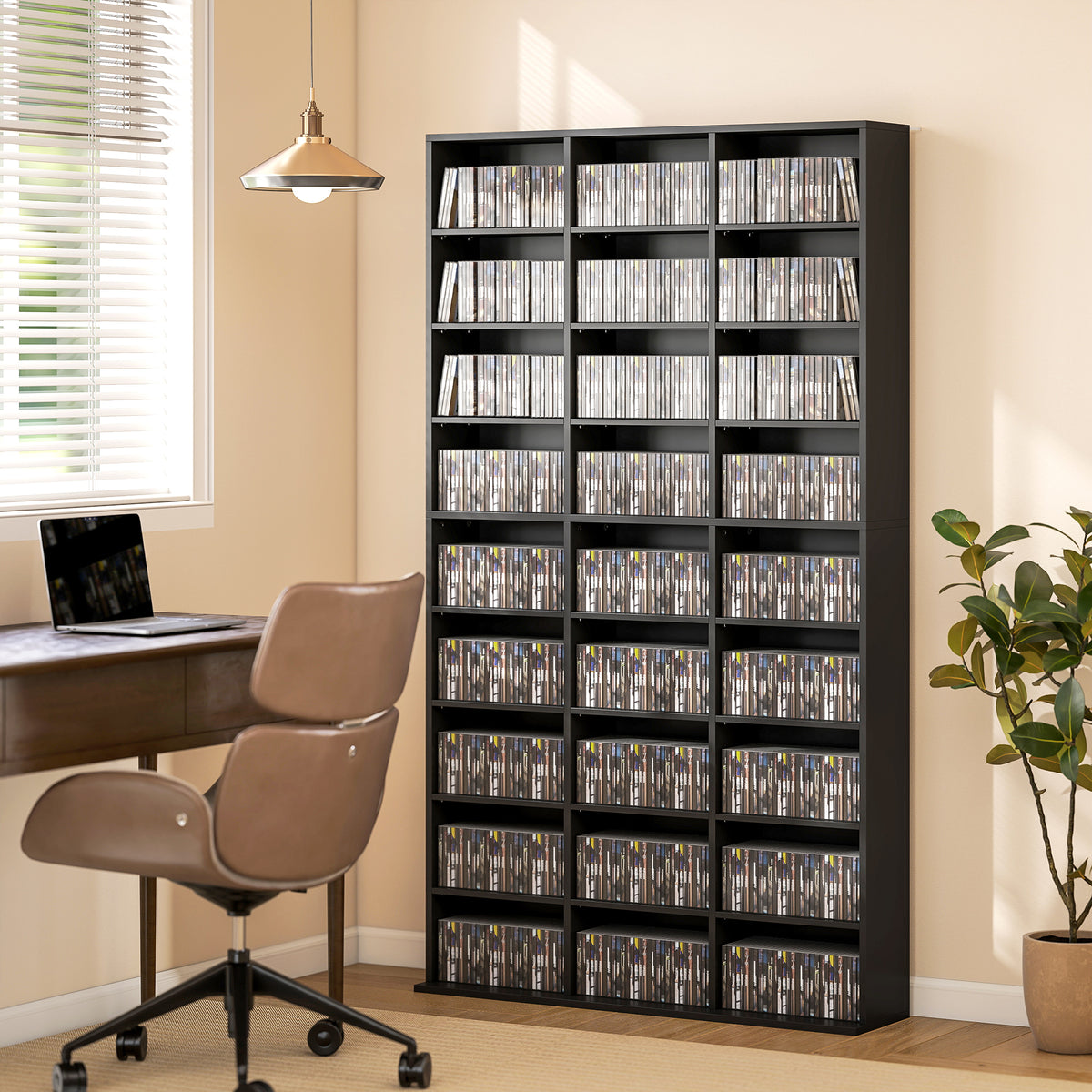 Media Storage Cabinet, 9-Tier DVD Shelf with 21 Adjustable Shelves, Holds 835 CDs – view 7