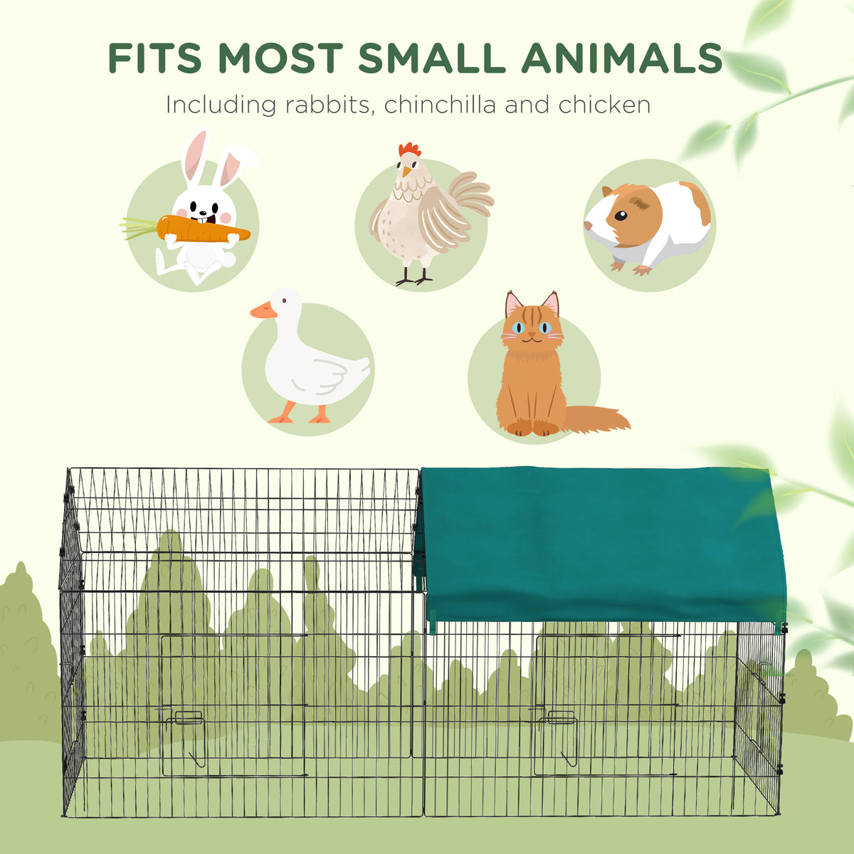 73" Small Animal Cage with Roof, Indoor/Outdoor Use,  for Chicken, Rabbits, Chinchillas