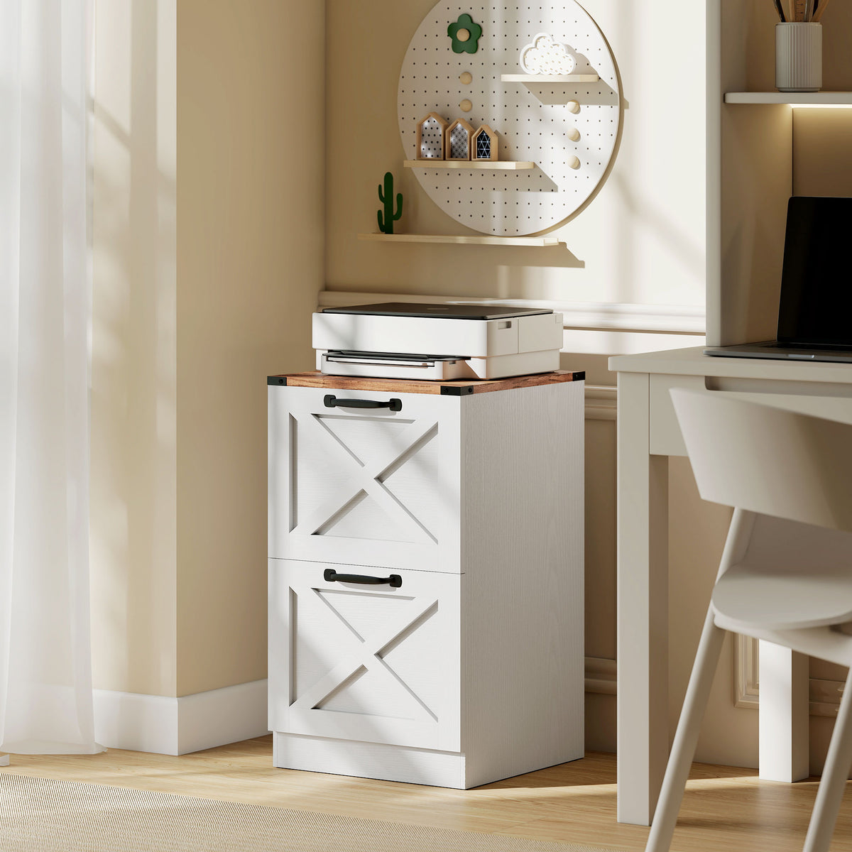 2 Drawer File Cabinet with Silent Slides, Vertical Farmhouse Filing Cabinet Fits Letter/A4 Size Home – view 14