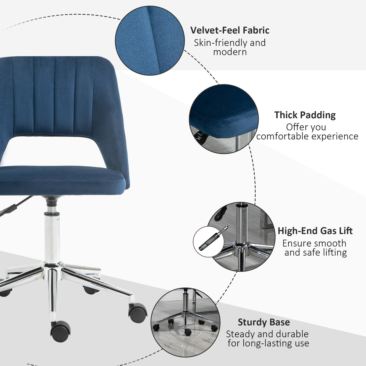 Mid Back Office Chair Velvet Fabric Swivel Scallop Shape Computer Desk Chair, Green – view 34
