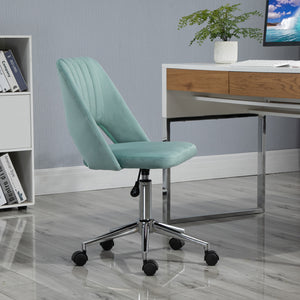 Mid Back Office Chair Velvet Fabric Swivel Scallop Shape Computer Desk Chair, Green – view 7