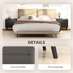 Nightstand, Bedside Table with 2 Drawers, Modern Side End Table with Solid Wood Legs for Bedroom, White – view 19