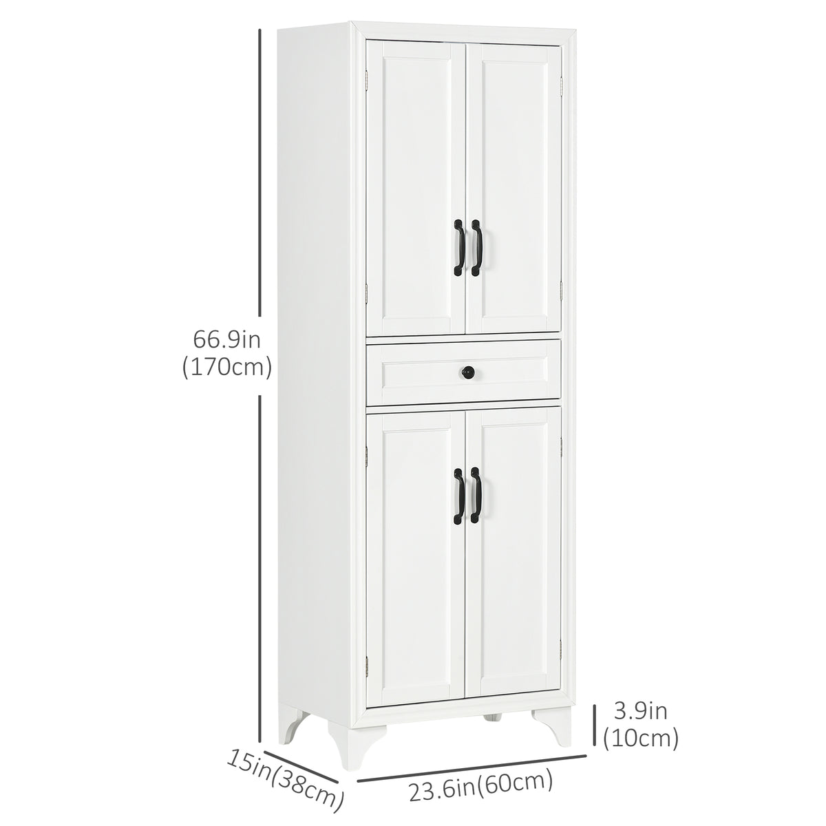 Freestanding Storage Cabinet, Kitchen Pantry Cabinet with 2 Shelves, 4 Doors for Dining Room, Black – view 9